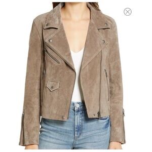 Blank NYC Suede Moto Jacket Size XS French Taupe Leather